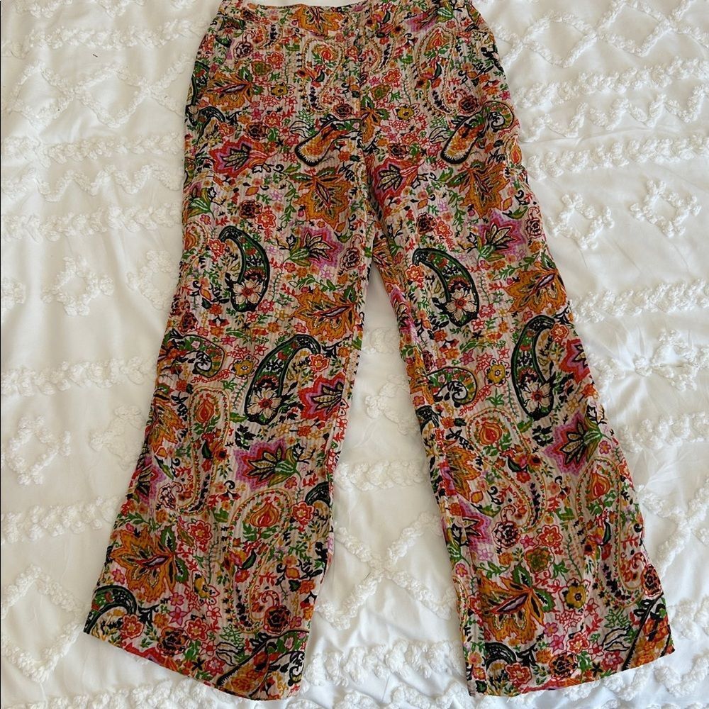 ba&sh Multicolor Paisley Wide Leg Pants size 8 - Picture 2 of 11